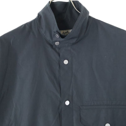 Hermes Serie Snap Button Stand Collar Cotton Multipockets Long Sleeve Shirt