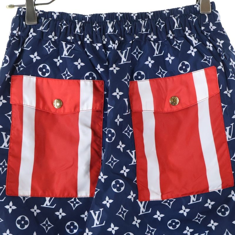 Louis Vuitton 24SS Monogram All-over Nylon Track Jogger Pants Navy Red Rw241ww