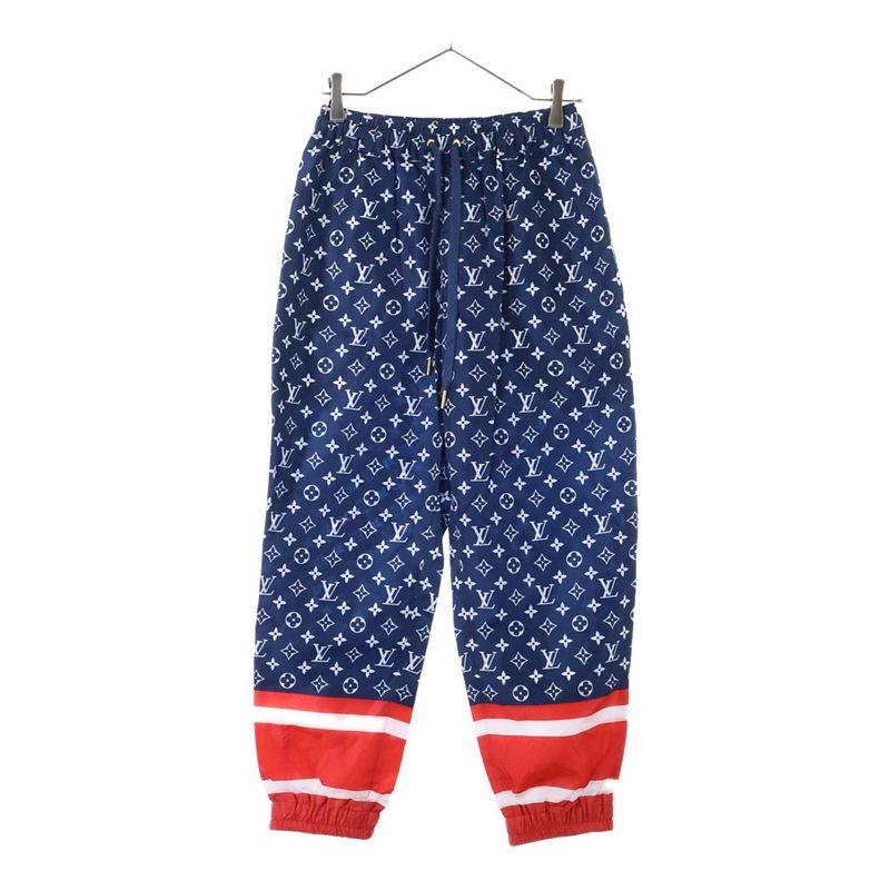 Louis Vuitton 24SS Monogram All-over Nylon Track Jogger Pants Navy Red Rw241ww