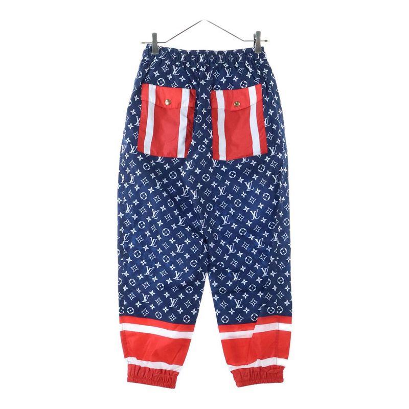 Louis Vuitton 24SS Monogram All-over Nylon Track Jogger Pants Navy Red Rw241ww