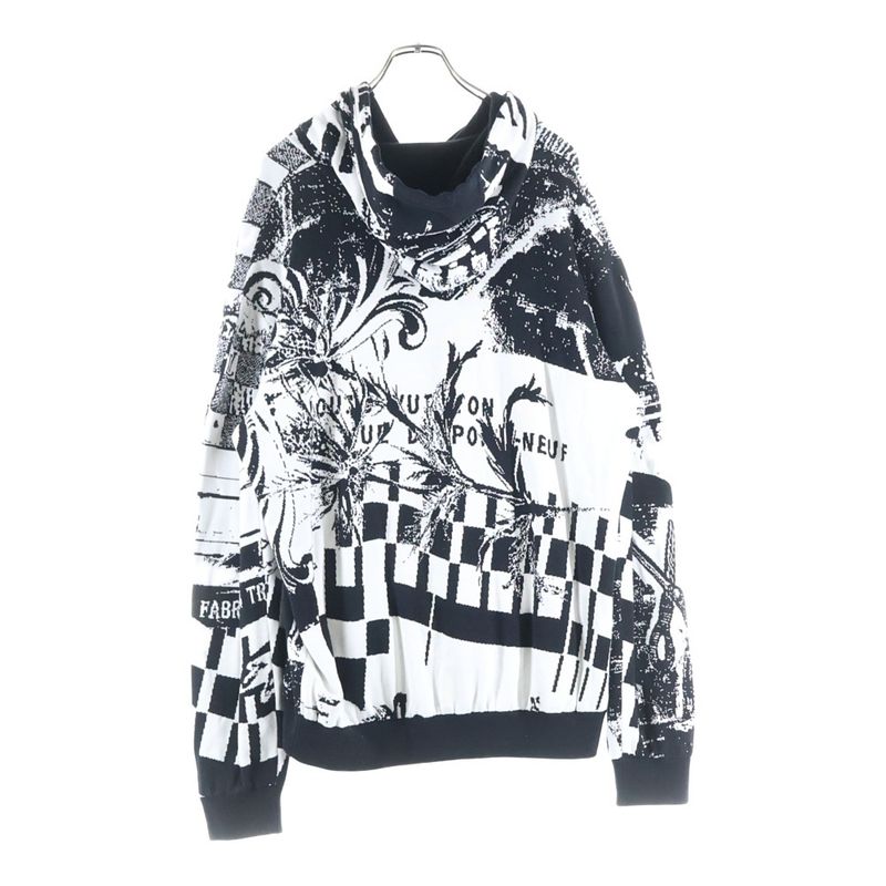 Louis Vuitton 23SS Paris Collage Jacquard Pullover Hoodie Black White Rm231 TB7