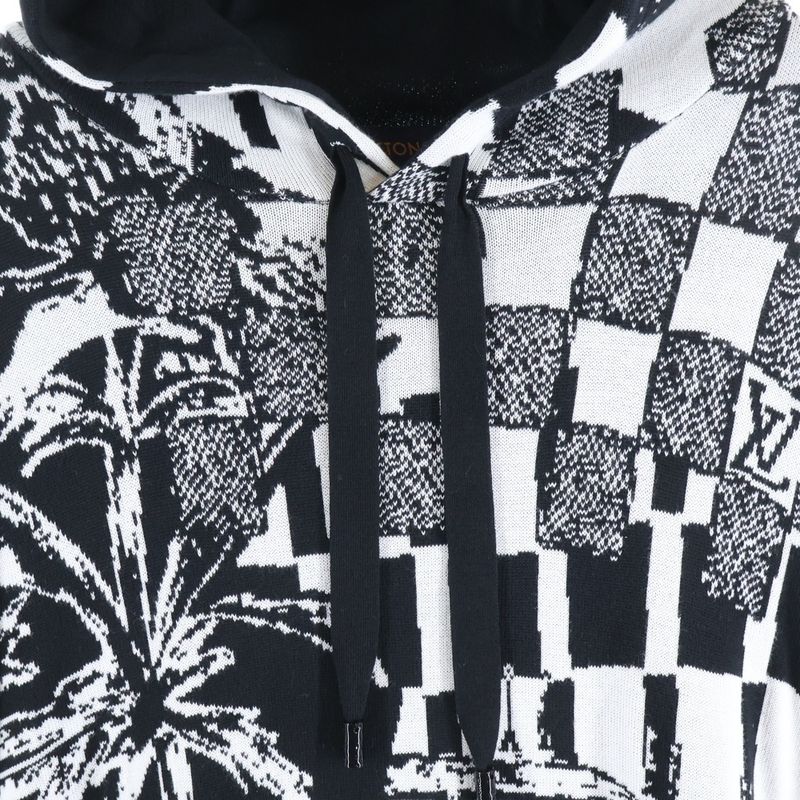 Louis Vuitton 23SS Paris Collage Jacquard Pullover Hoodie Black White Rm231 TB7