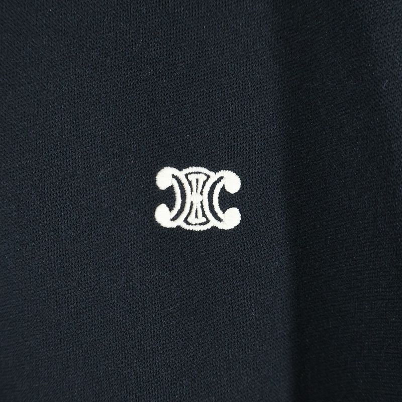 Celine Logo Embroidered Triomphe Sideline Technical Jersey Track Jacket Black