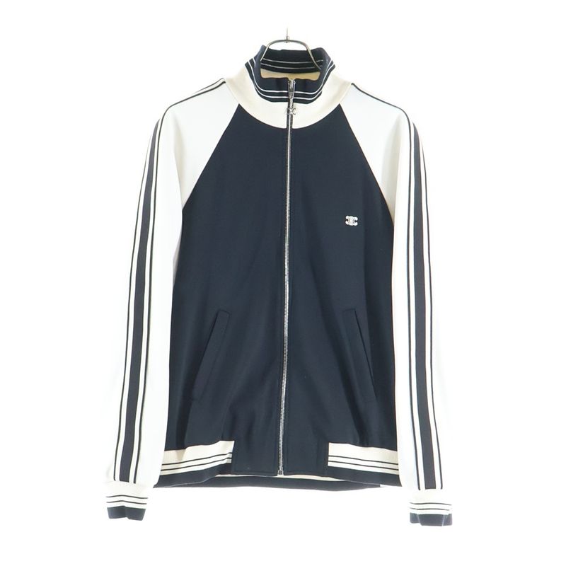 Celine Logo Embroidered Triomphe Sideline Technical Jersey Track Jacket Black