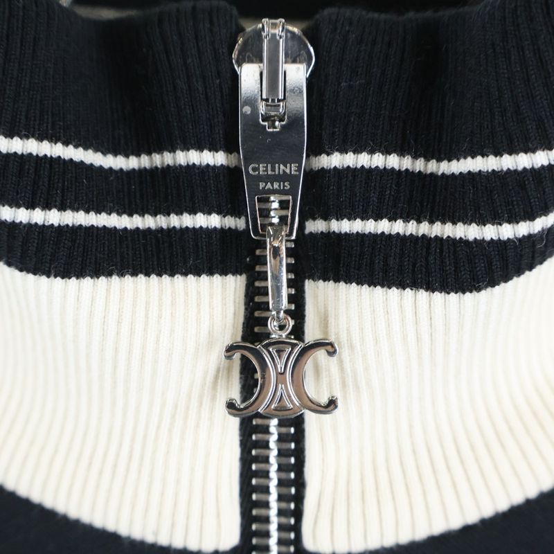 Celine Logo Embroidered Triomphe Sideline Technical Jersey Track Jacket Black