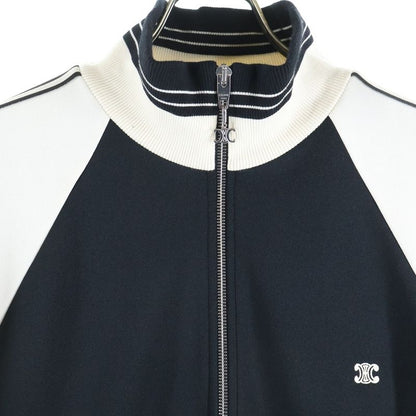 Celine Logo Embroidered Triomphe Sideline Technical Jersey Track Jacket Black