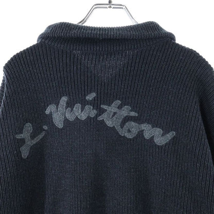 Louis Vuitton 22SS Signature Logo Embroidered Wool Half-zip Knit Sweater Black