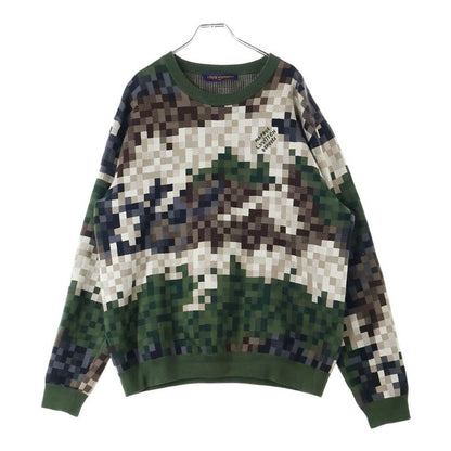 Louis Vuitton 24SS Damoflauge Jacquard Crewneck Cotton Knit Sweater Green Rm241