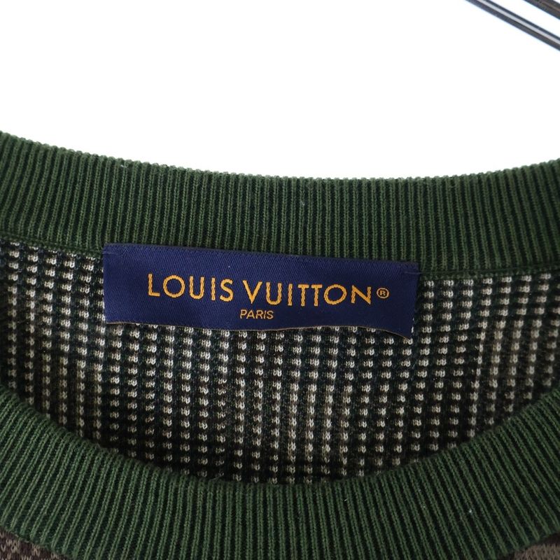 Louis Vuitton 24SS Damoflauge Jacquard Crewneck Cotton Knit Sweater Green Rm241