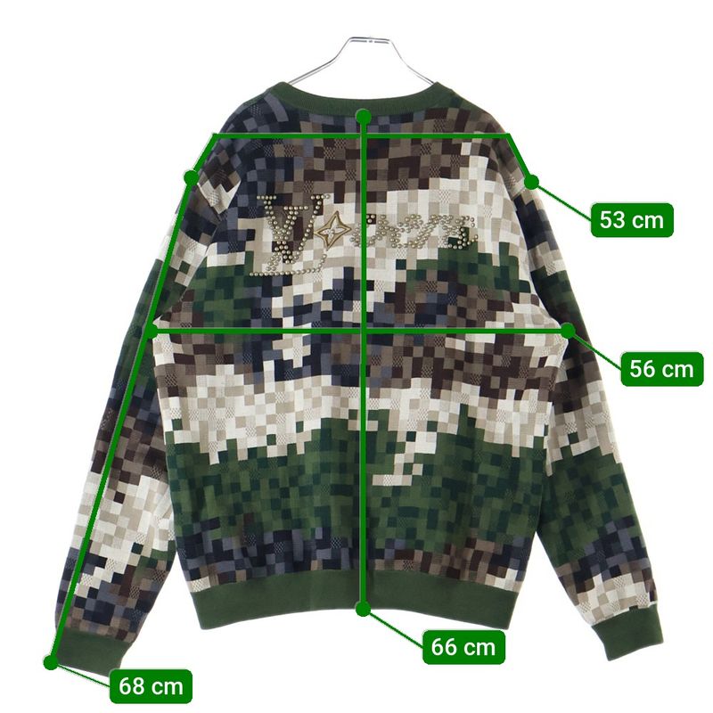 Louis Vuitton 24SS Damoflauge Jacquard Crewneck Cotton Knit Sweater Green Rm241
