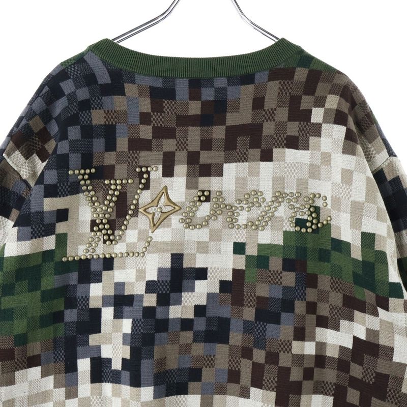 Louis Vuitton 24SS Damoflauge Jacquard Crewneck Cotton Knit Sweater Green Rm241