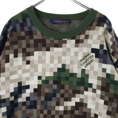 Louis Vuitton 24SS Damoflauge Jacquard Crewneck Cotton Knit Sweater Green Rm241