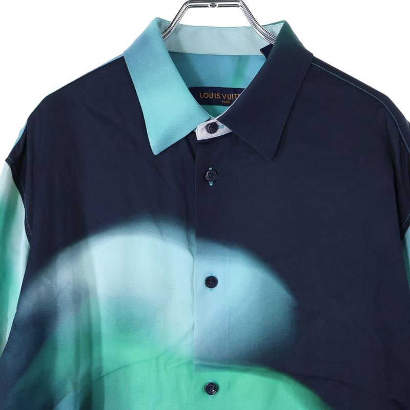 Louis Vuitton 21AW Silk-blend Gradient Rayon Open Collar Long Sleeve Shirt