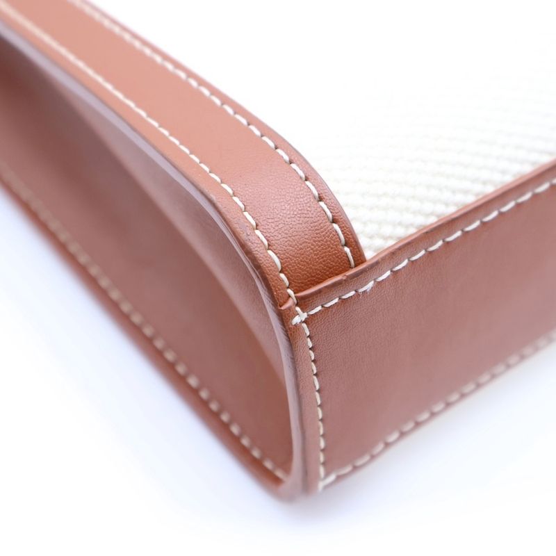 Celine Vertical Mini Cabas Mini Tote Handbag Brown X Ivory Leather X Canvas