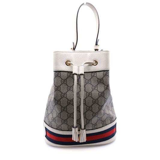 Gucci Ophidia Small Bucket Bag GG Supreme Canvas Handbag Shoulder Bag White And