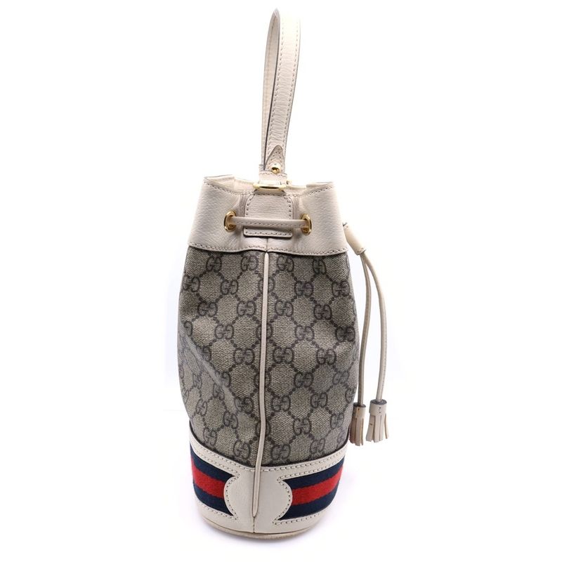 Gucci Ophidia Small Bucket Bag GG Supreme Canvas Handbag Shoulder Bag White And