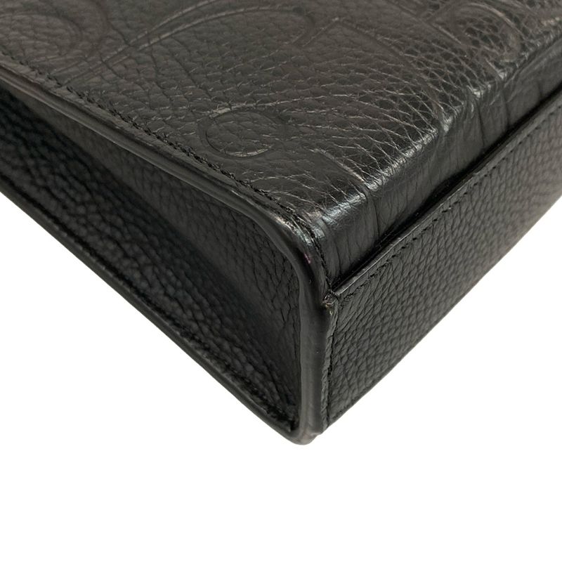 Dior/christian Dior Second Bag A5 Triangle Pouch Black Leather