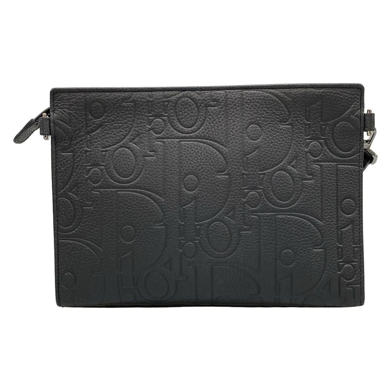 Dior/christian Dior Second Bag A5 Triangle Pouch Black Leather