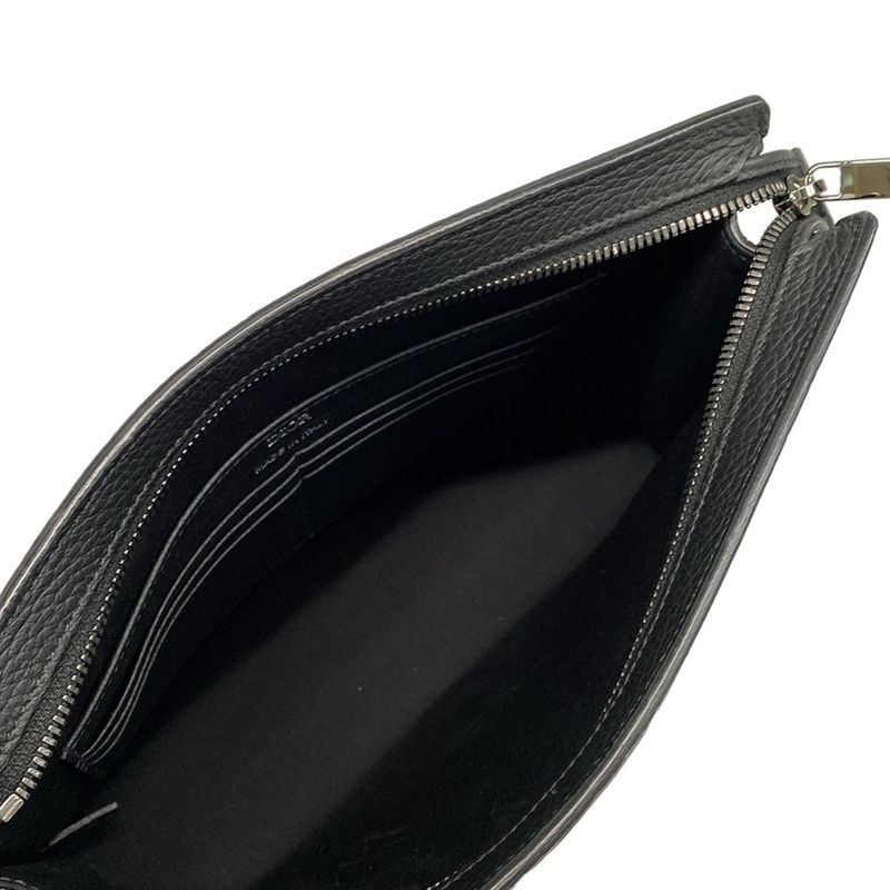 Dior/christian Dior Second Bag A5 Triangle Pouch Black Leather
