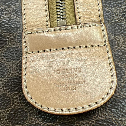 Celine Boston Bag Macadam Pattern Dark Brown And Beige Leather