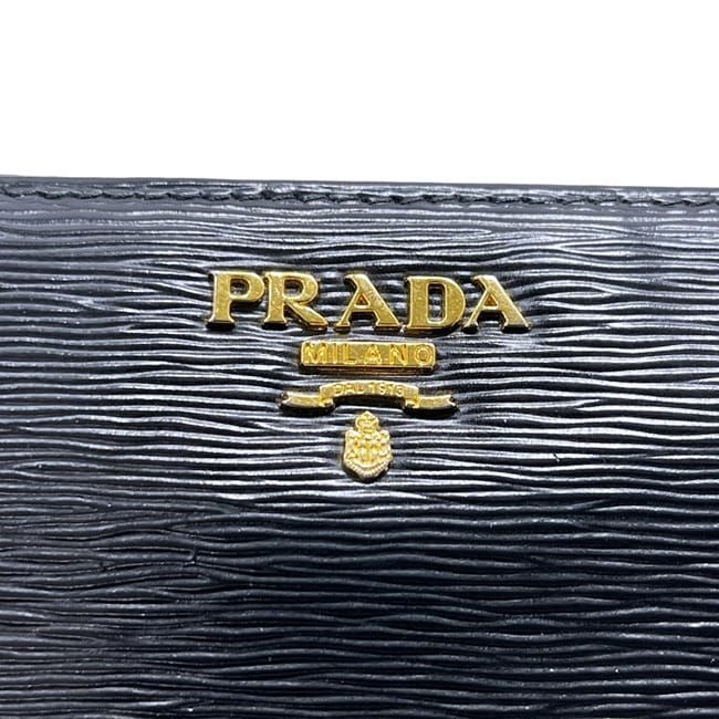 Prada Round Zipper Long Wallet Black NERO Vittero Move