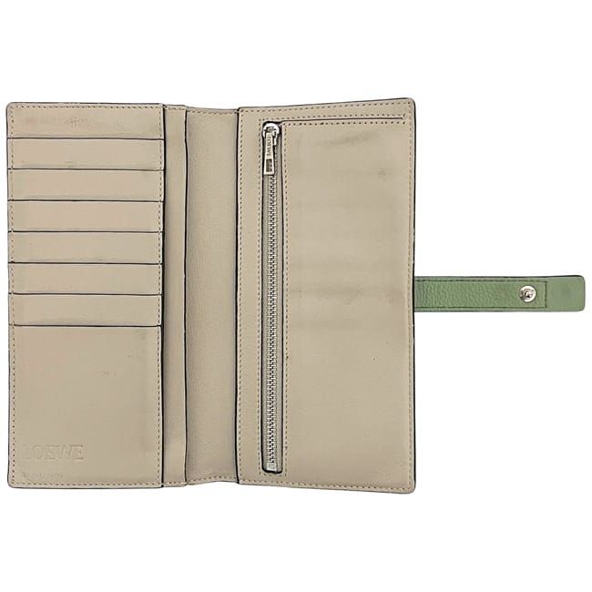 Loewe Folded Long Wallet Vertical Wallet Khaki Green Anagram