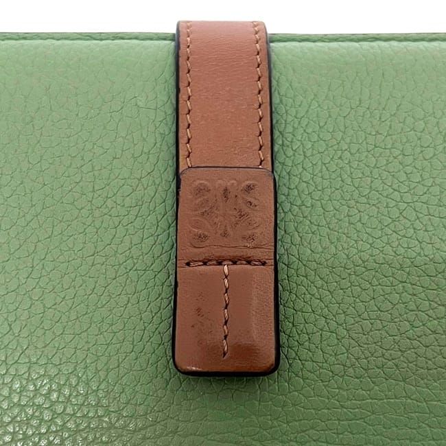 Loewe Folded Long Wallet Vertical Wallet Khaki Green Anagram