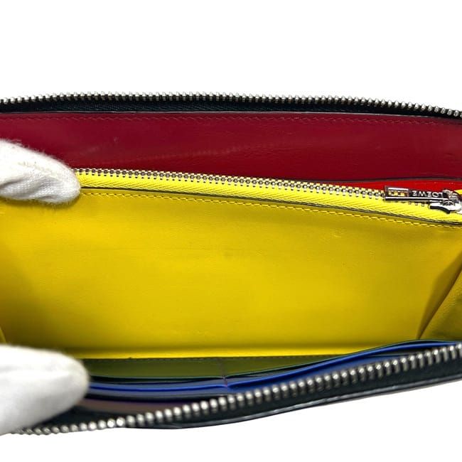 Loewe Round Zipper Long Wallet Rainbow Wallet Black