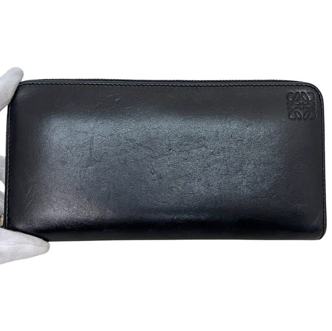 Loewe Round Zipper Long Wallet Rainbow Wallet Black