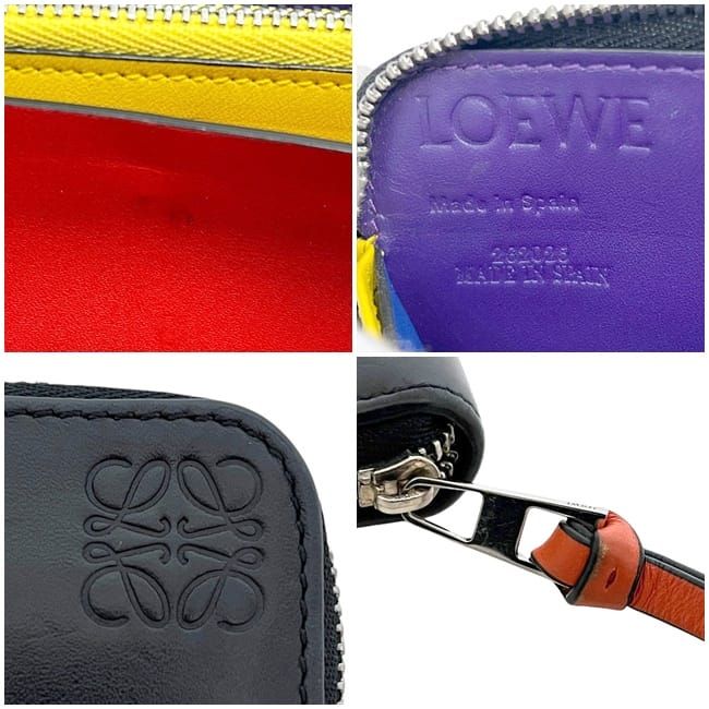 Loewe Round Zipper Long Wallet Rainbow Wallet Black