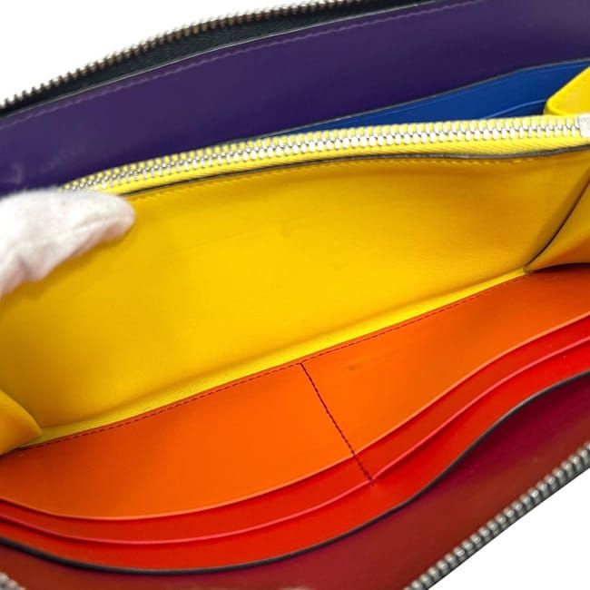 Loewe Round Zipper Long Wallet Rainbow Wallet Black