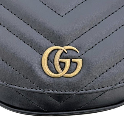 Gucci Chain Shoulder Bag Black GG Marmont 746431