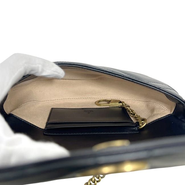 Gucci Chain Shoulder Bag Black GG Marmont 746431