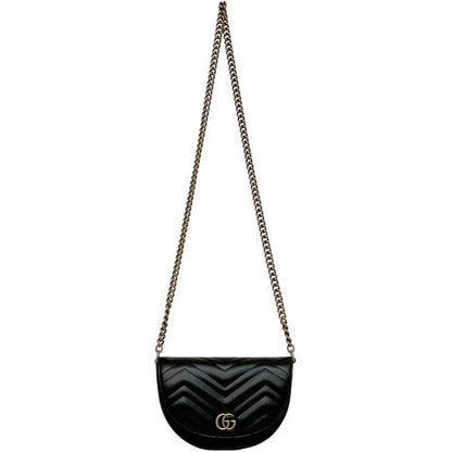 Gucci Chain Shoulder Bag Black Ggmarmont 746431