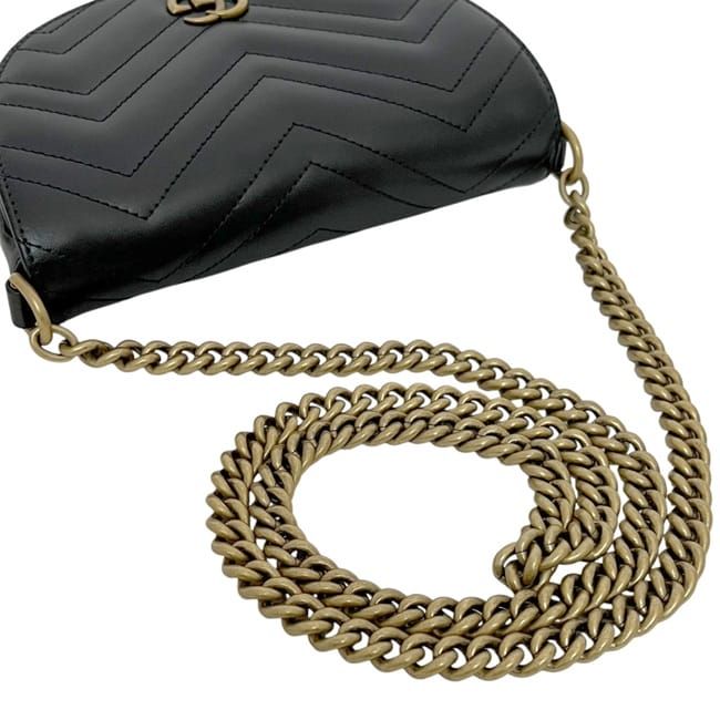 Gucci Chain Shoulder Bag Black GG Marmont 746431
