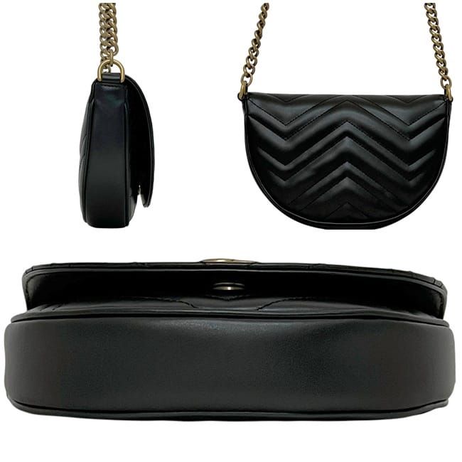 Gucci Chain Shoulder Bag Black GG Marmont 746431