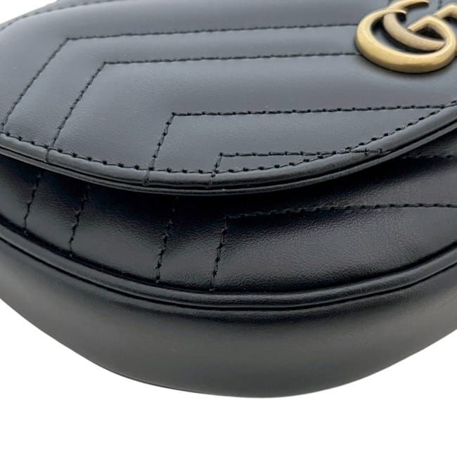 Gucci Chain Shoulder Bag Black GG Marmont 746431