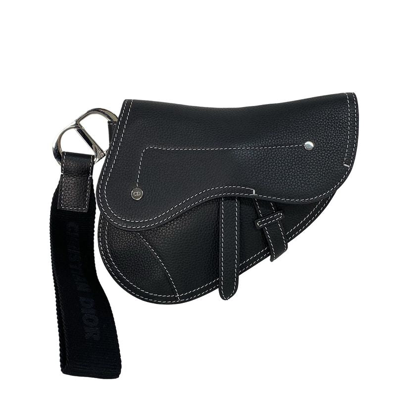 Dior/christian Dior Beautiful Clutch Bag Saddle Bag Black Leather