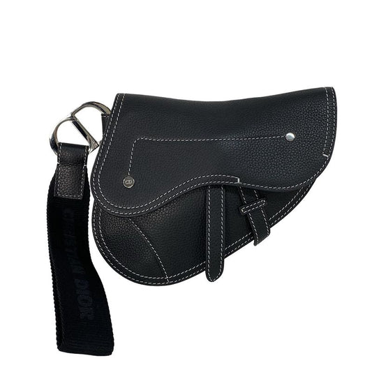 Dior/christian Dior Beautiful Clutch Bag Saddle Bag Black Leather