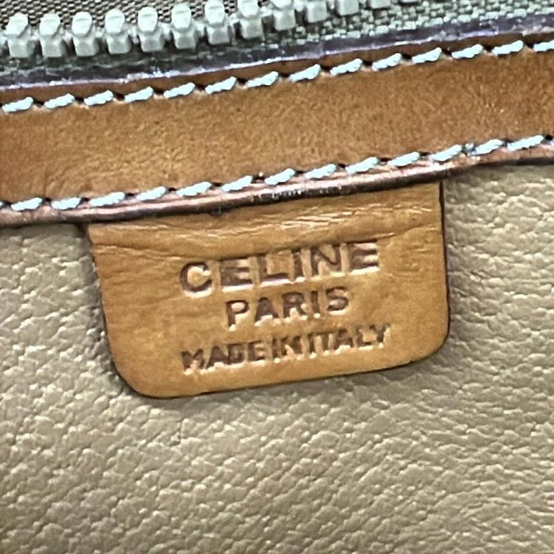 Celine Shoulder Bag Macadam Pattern Beige And Brown Leather