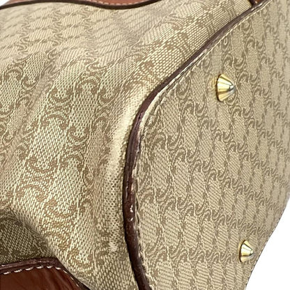 Celine Shoulder Bag Macadam Pattern Beige And Brown Leather