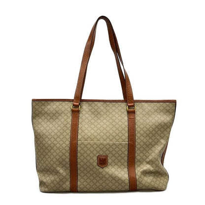 Celine Shoulder Bag Macadam Pattern Beige And Brown Leather