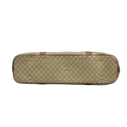 Celine Shoulder Bag Macadam Pattern Beige And Brown Leather