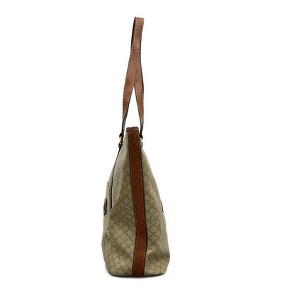 Celine Shoulder Bag Macadam Pattern Beige And Brown Leather