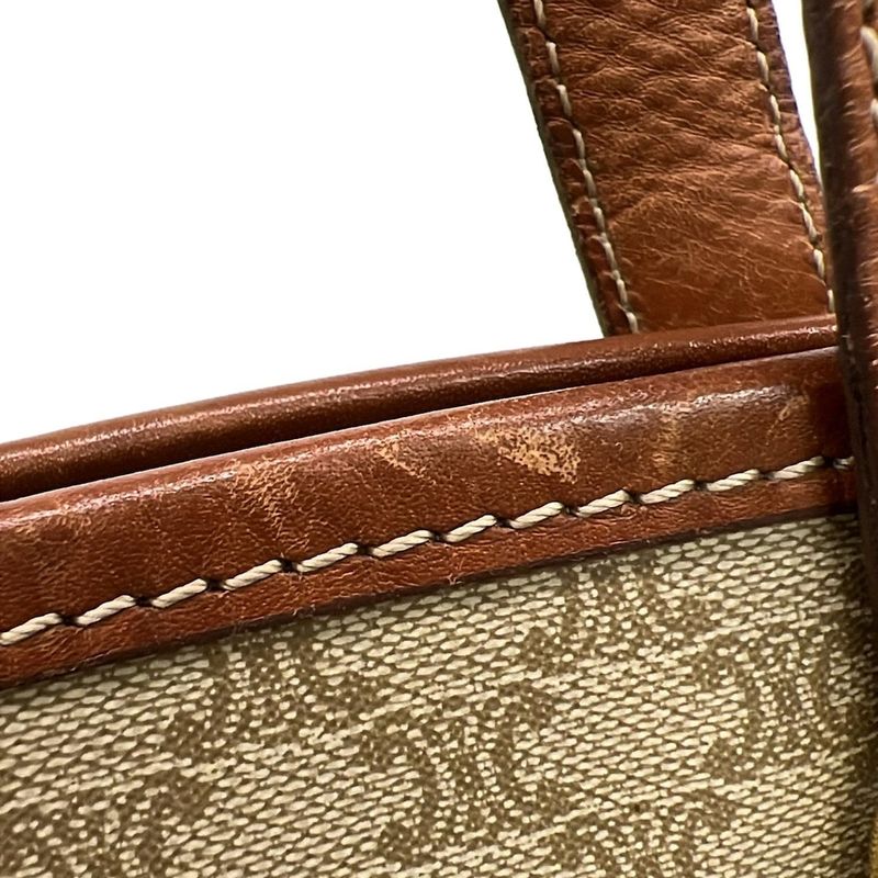 Celine Shoulder Bag Macadam Pattern Beige And Brown Leather