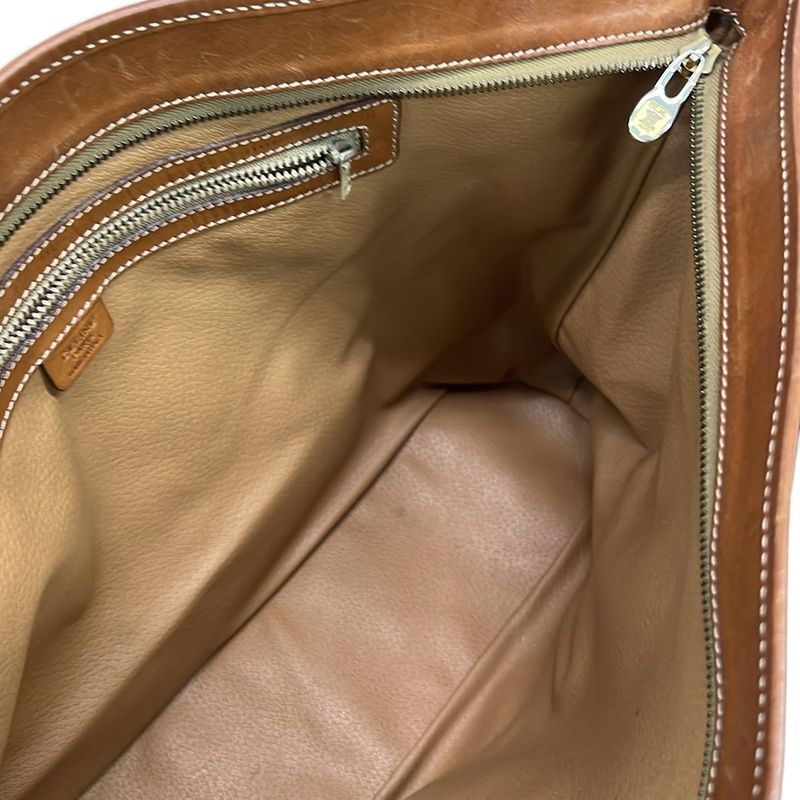 Celine Shoulder Bag Macadam Pattern Beige And Brown Leather