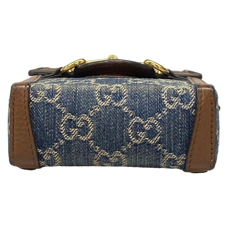 Gucci Shoulder Bag Horsebit 1955 625615 Navy Ivory And Dark Brown Leather