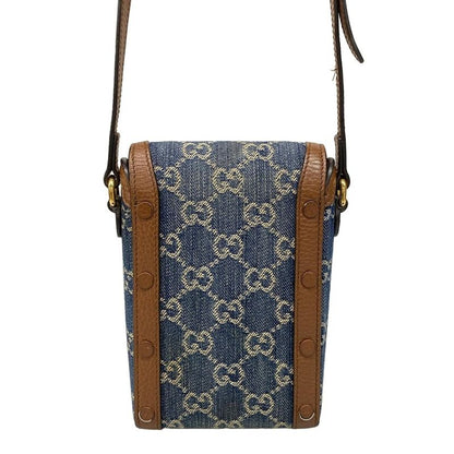 Gucci Shoulder Bag Horsebit 1955 625615 Navy Ivory And Dark Brown Leather