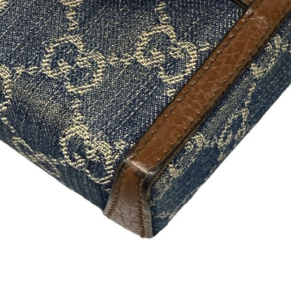 Gucci Shoulder Bag Horsebit 1955 625615 Navy Ivory And Dark Brown Leather