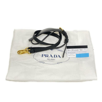Prada Tote Bag Logo Jacquard 1ba172 Black Leather